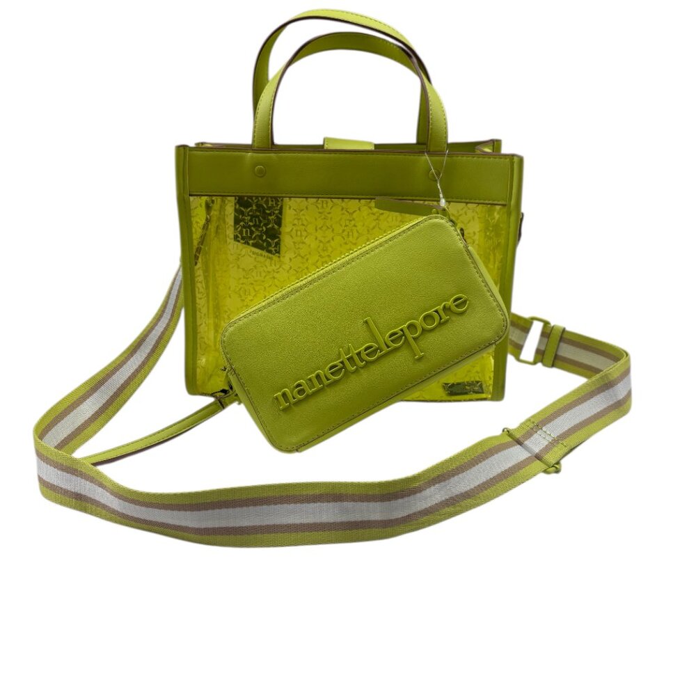 Nanette Lepore - Arianna Clear/ Yellow Logo Satchel - Vegan - Bag in a Bag - NWT